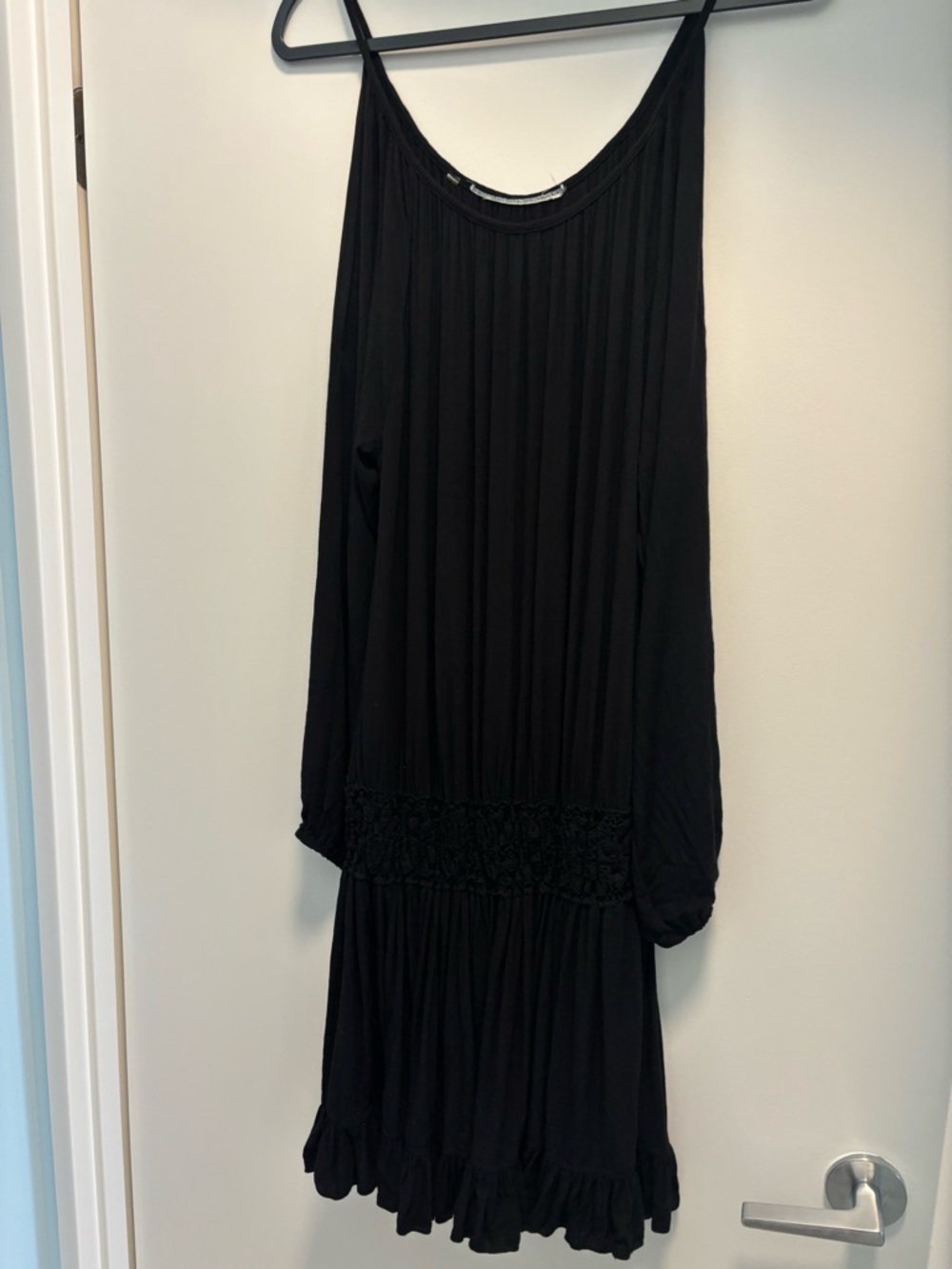 Black Women’s Mini Ruffled Hem Dress